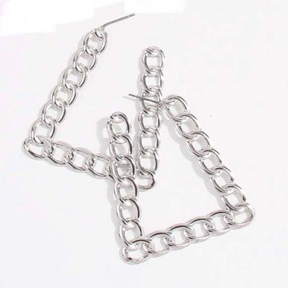 Silver Chunky Chair Earrings - Picture 2 of 3